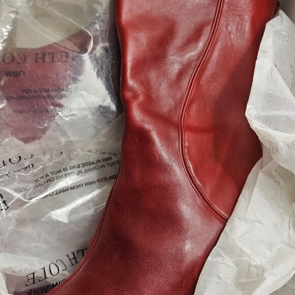 Kenneth Cole New York Red Leather Booties - Picture 6 of 10